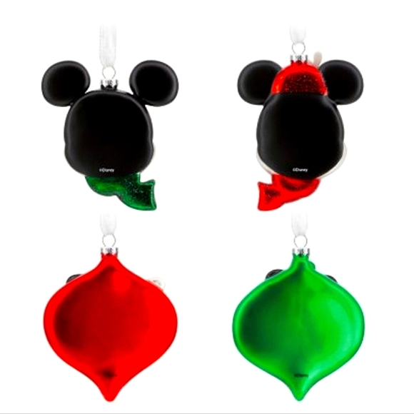 Hallmark Disney Mickey and Minnie Blown Glass Christmas Ornaments Set of… - Picture 9 of 15